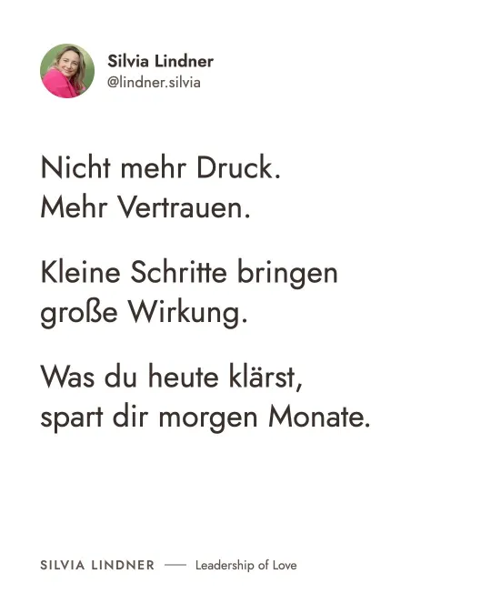 Muster Gedanken-Karte mit Profilfoto und drei Leitsätzen